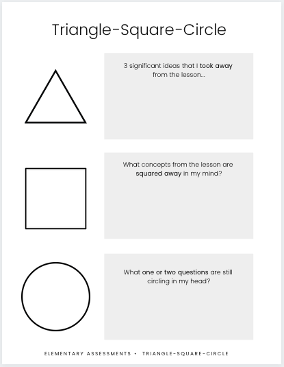 Triangle-Square-Circle exit ticket