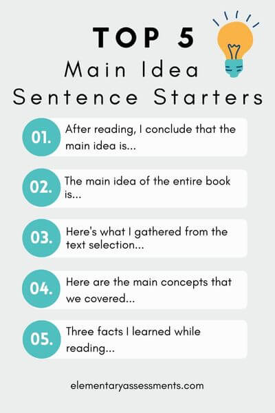 main idea sentence starters