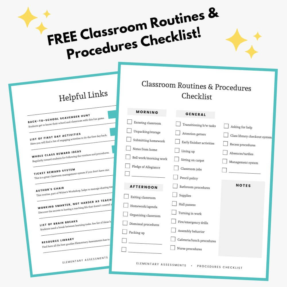 classroom routines and procedures checklist