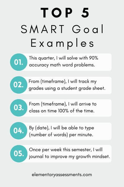smart goal examples for middle school students