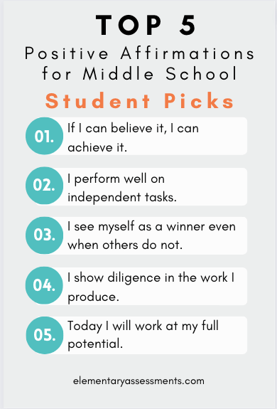 positive affirmations for middle school students 
