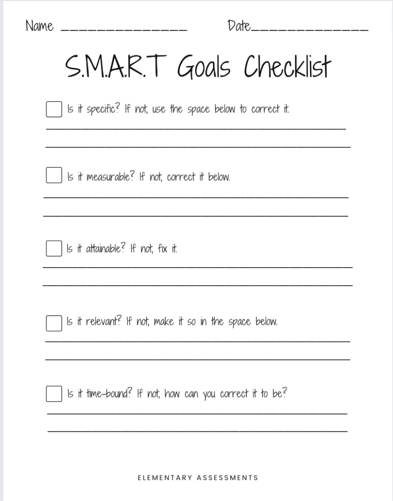 SMART goal templates for students